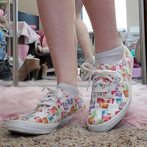 Fun Vintage Keds Geometric Print Canvas Low Tops